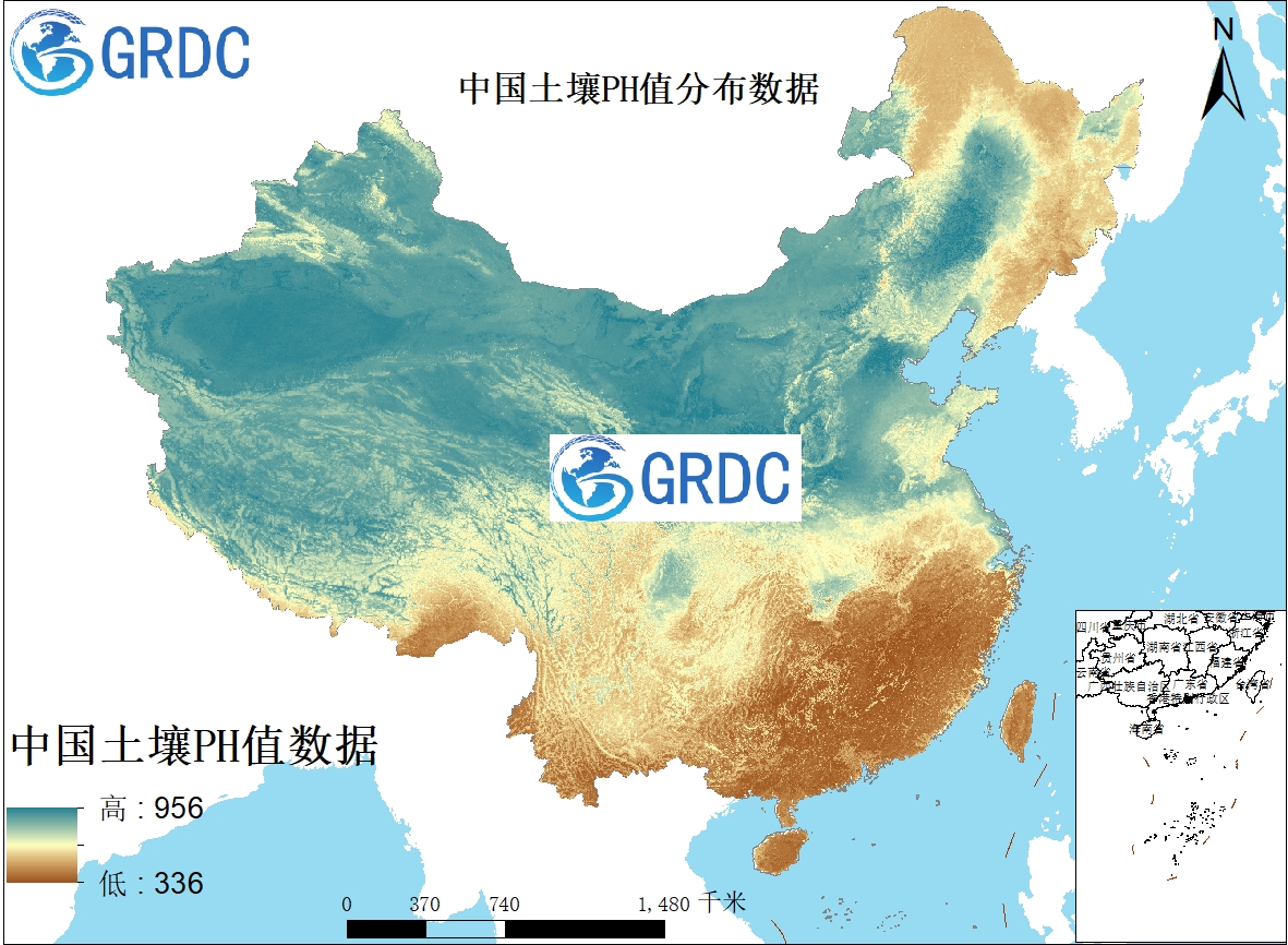 中国250米土壤PH（H2O）值数据