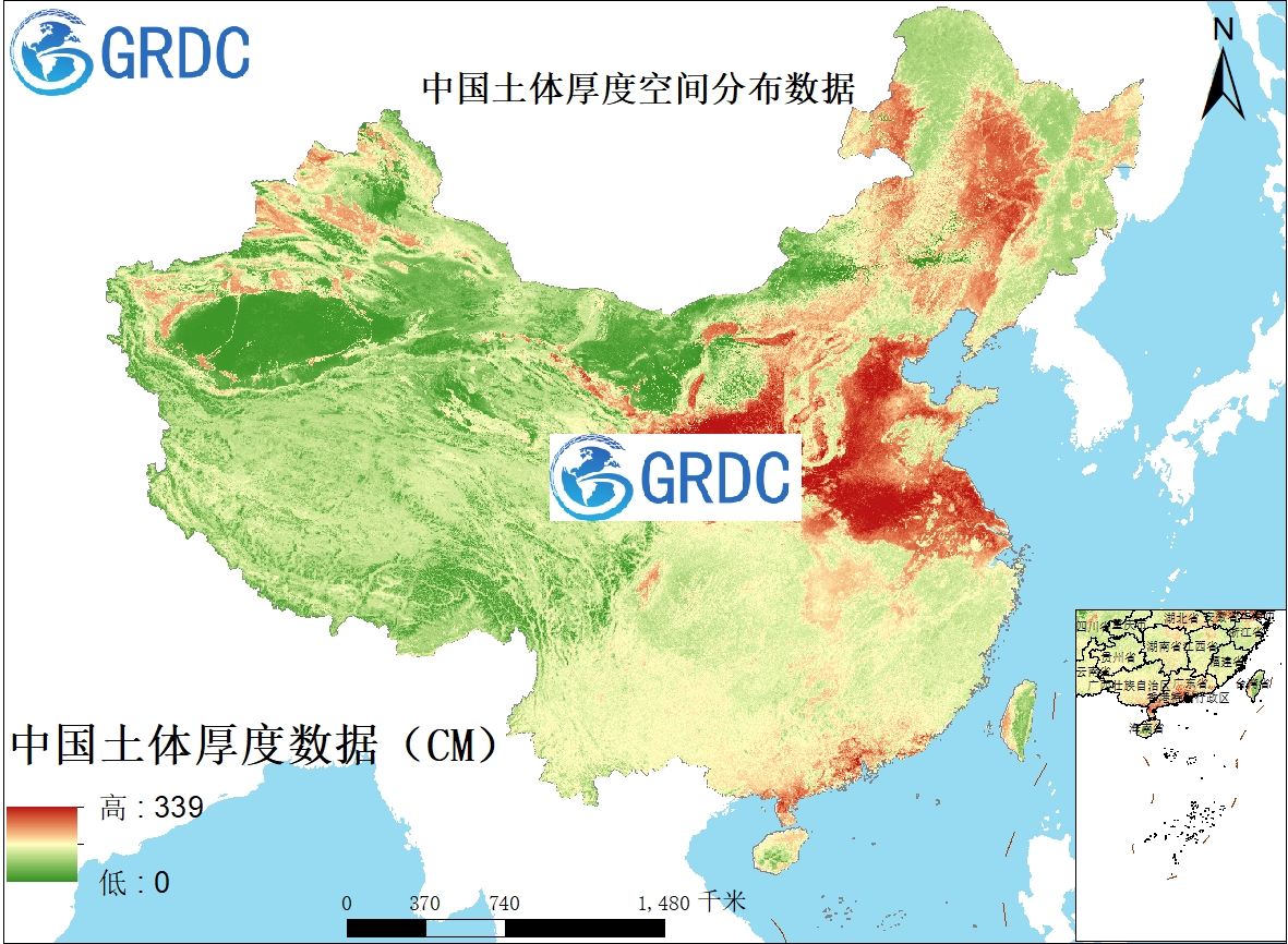 中国250米土体厚度栅格数据(2019年)