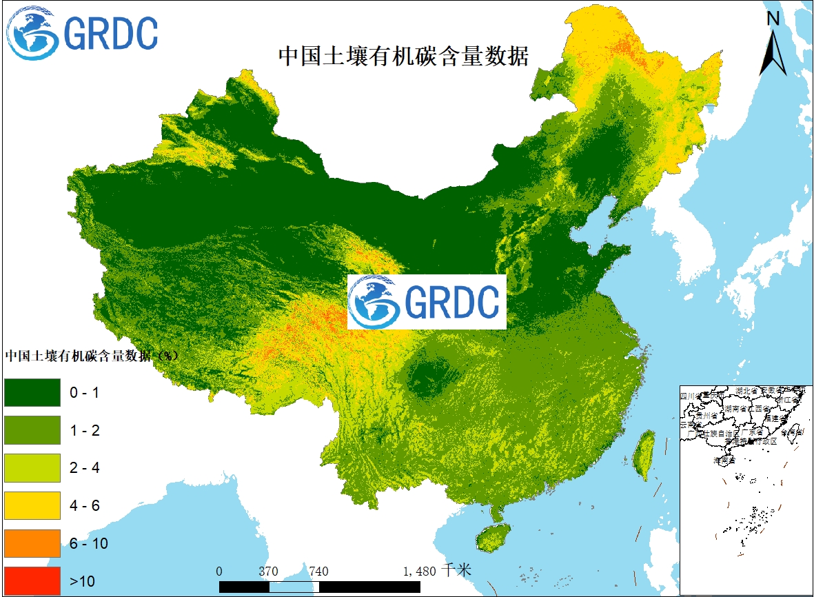中国土壤有机碳含量数据（%）