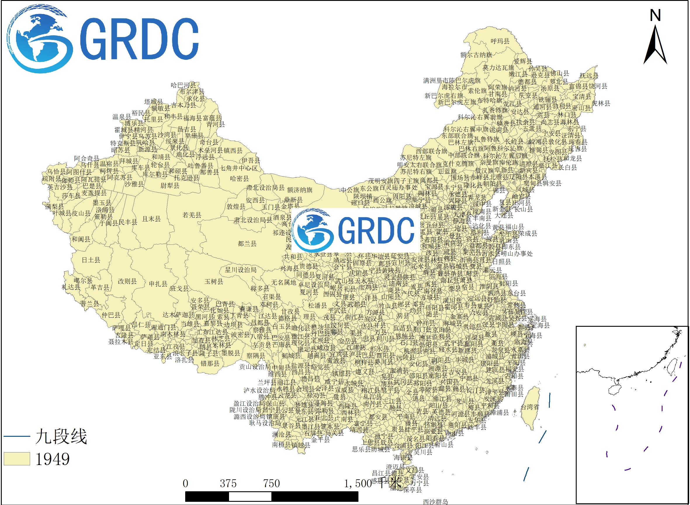中国县级行政边界数据（1949年至今）