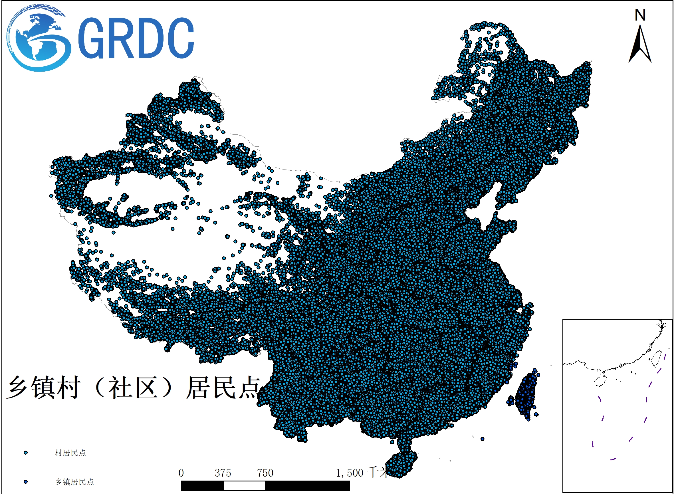多年份乡镇、村居民点
