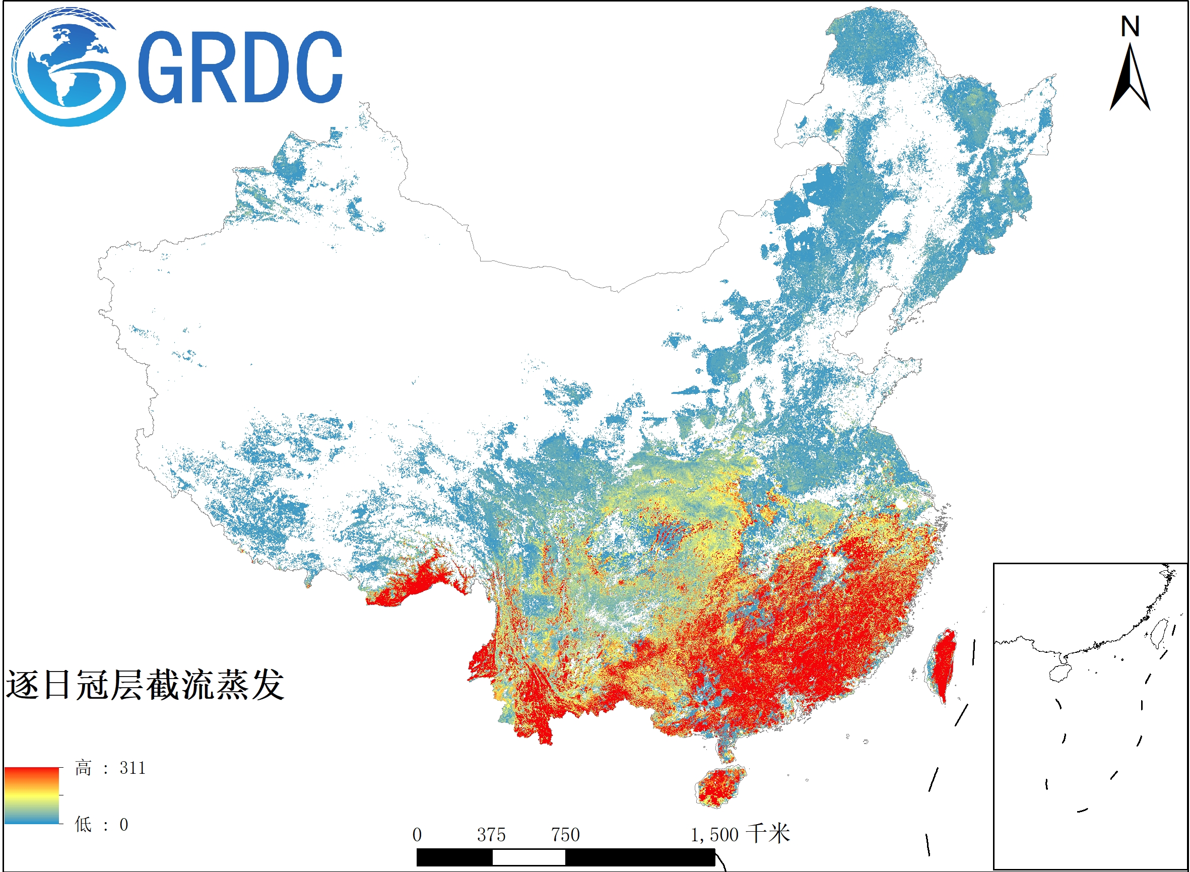 2000年至今逐日冠层截流蒸发