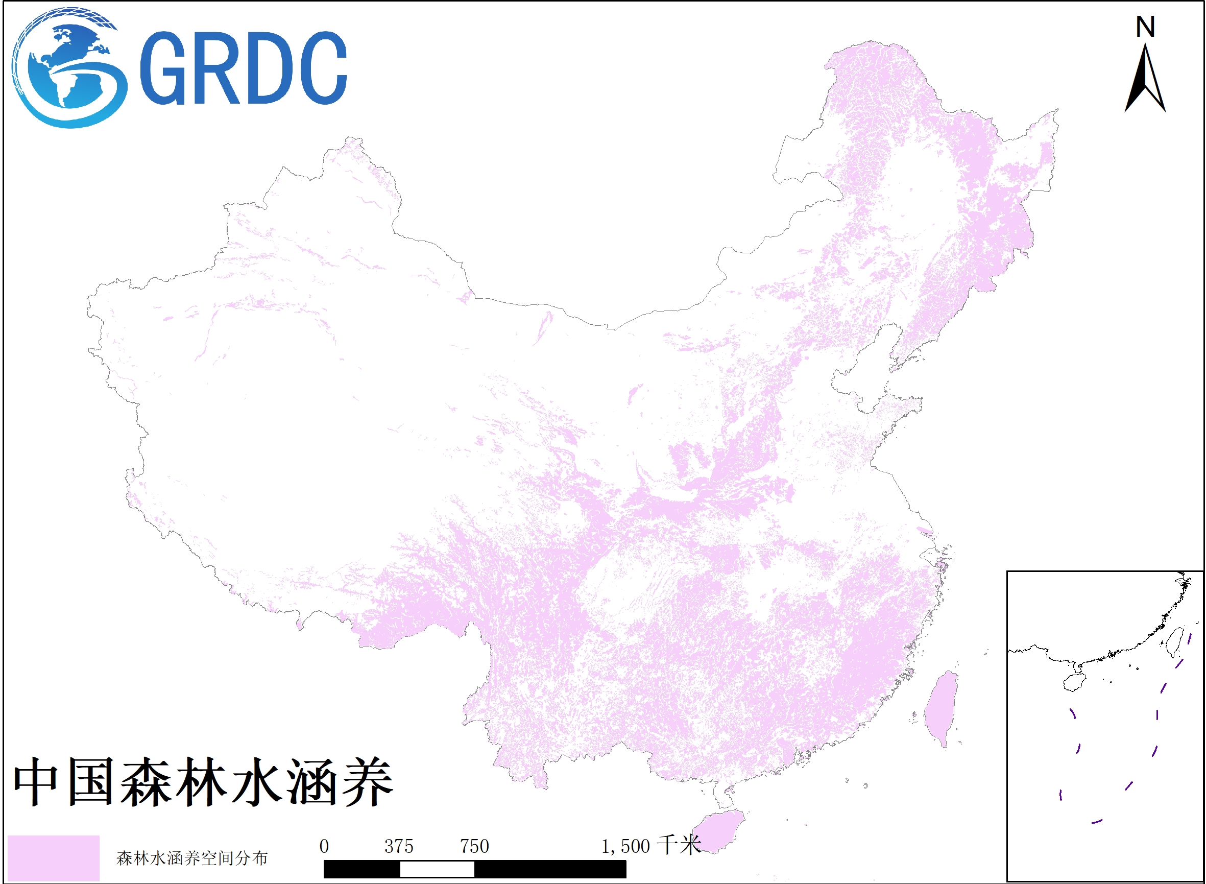 中国森林水涵养空间分布