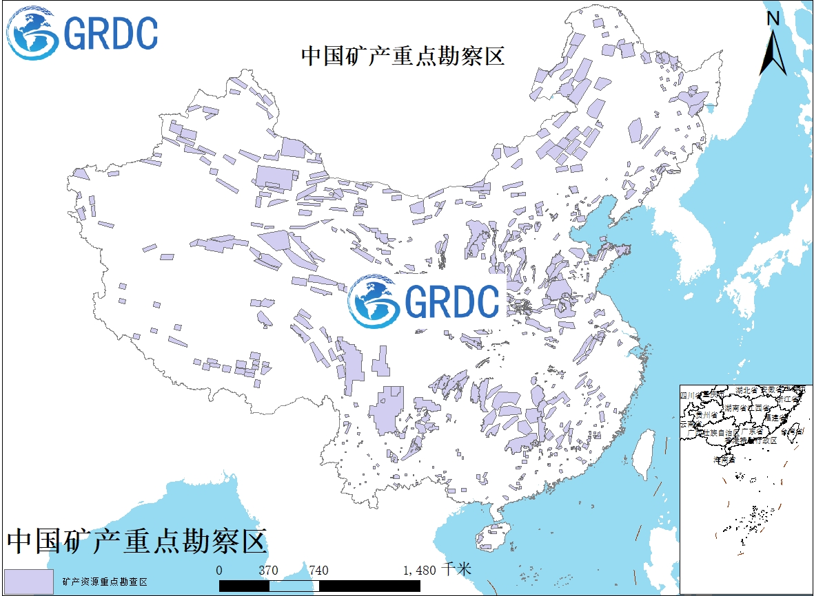 中国矿场重点勘察区