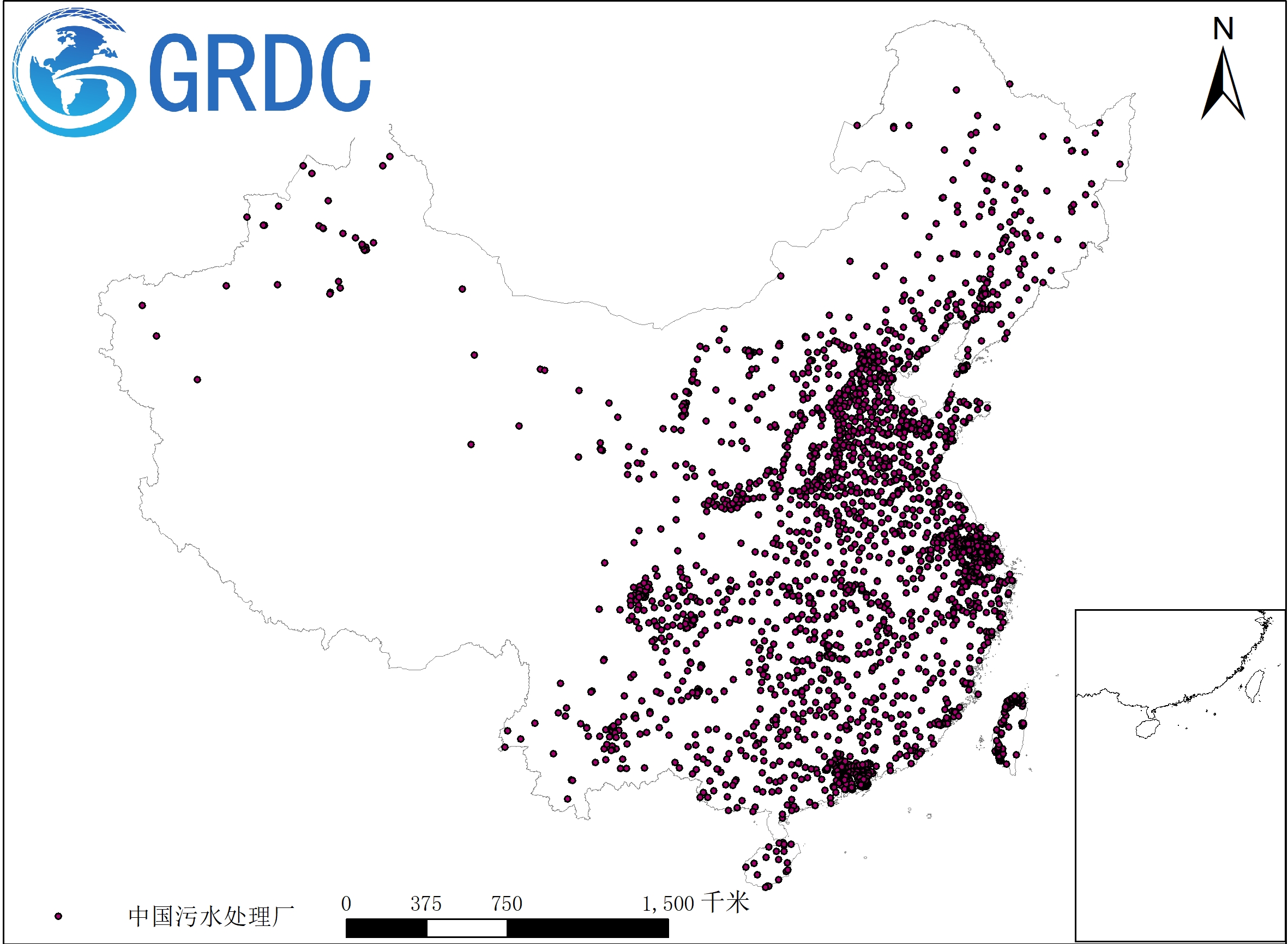 中国污水处理厂空间分布