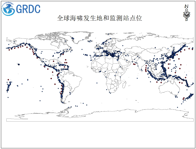 全球海啸发生地和监测站点位