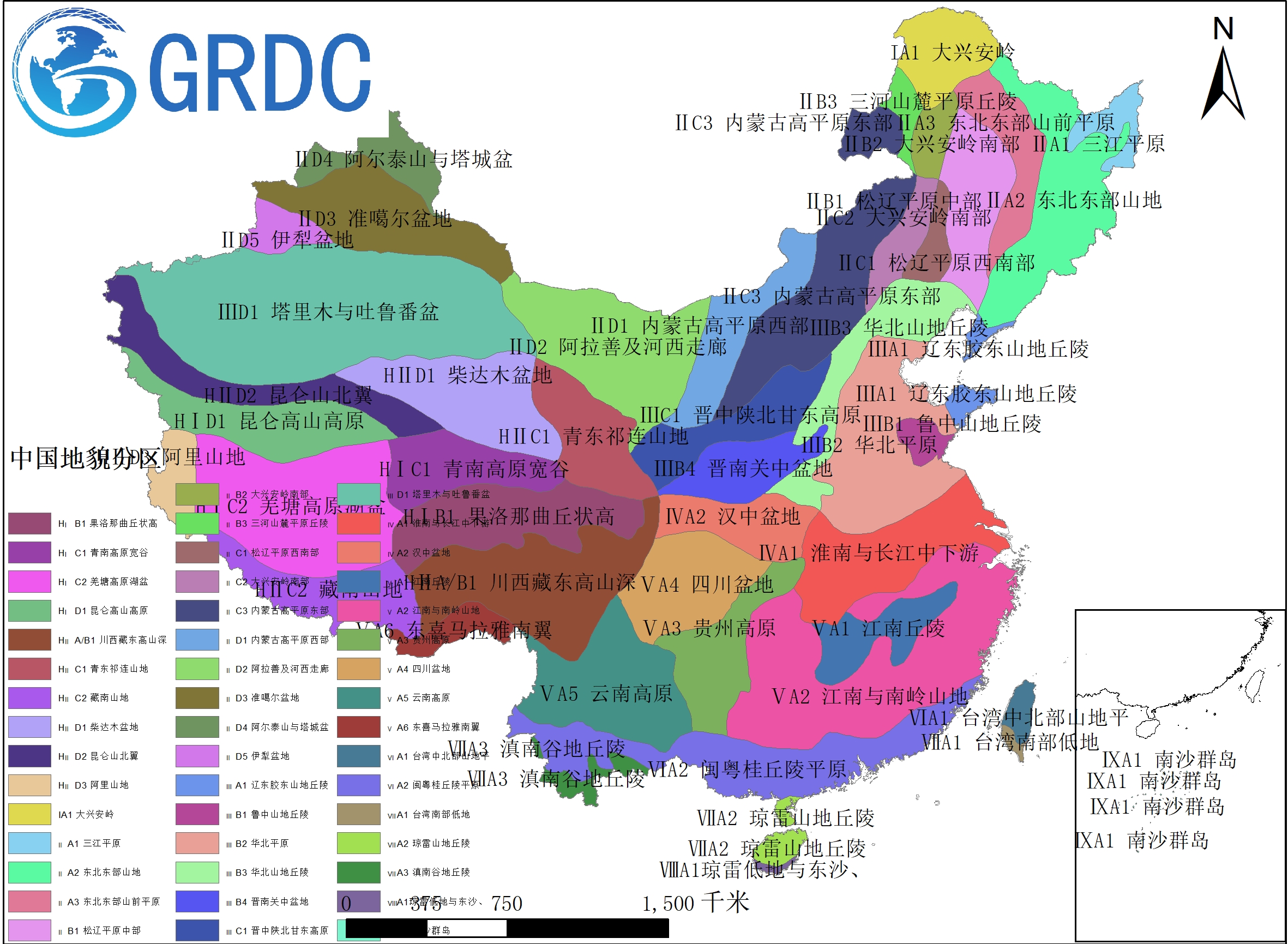 中国地貌地理分区 - 地球资源数据云