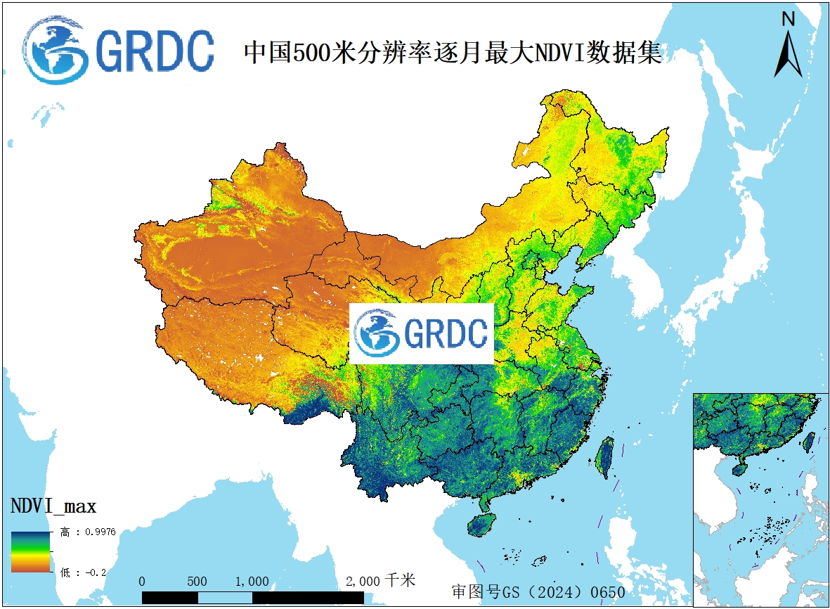 2000-2026年中国逐月500米分辨率最大值合成NDVI数据集