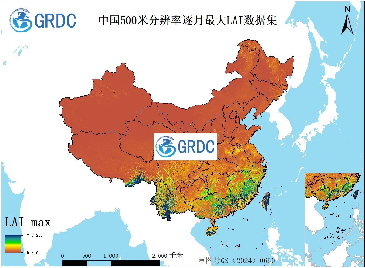 2000-2026年中国逐月500米分辨率最大值合成LAI数据集