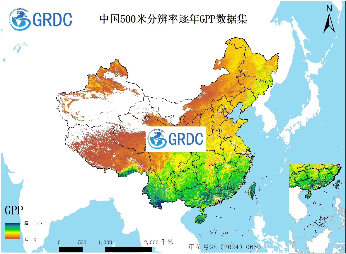 2000-2024年中国逐年500米分辨率GPP数据集