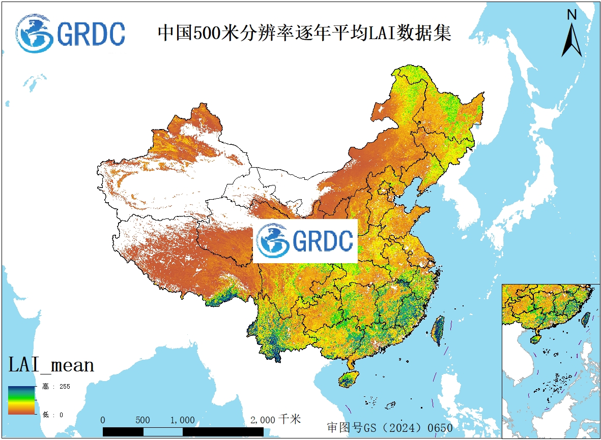 2000-2025年中国逐年500米分辨率平均值合成LAI数据集