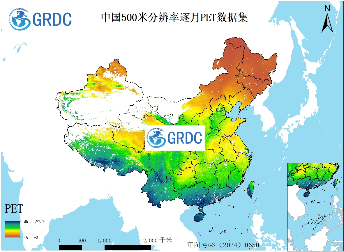 2000-2026年中国逐月500米分辨率PET数据集