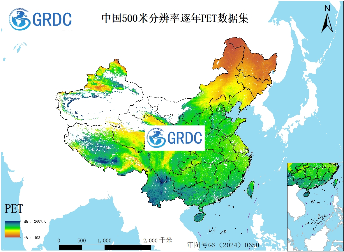 2000-2025年中国逐年500米分辨率PET数据集