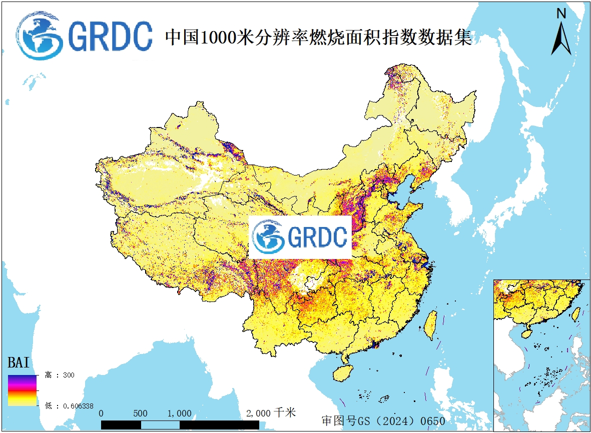 MODIS（MCD43A4）中国2000-2023年燃烧面积指数数据集