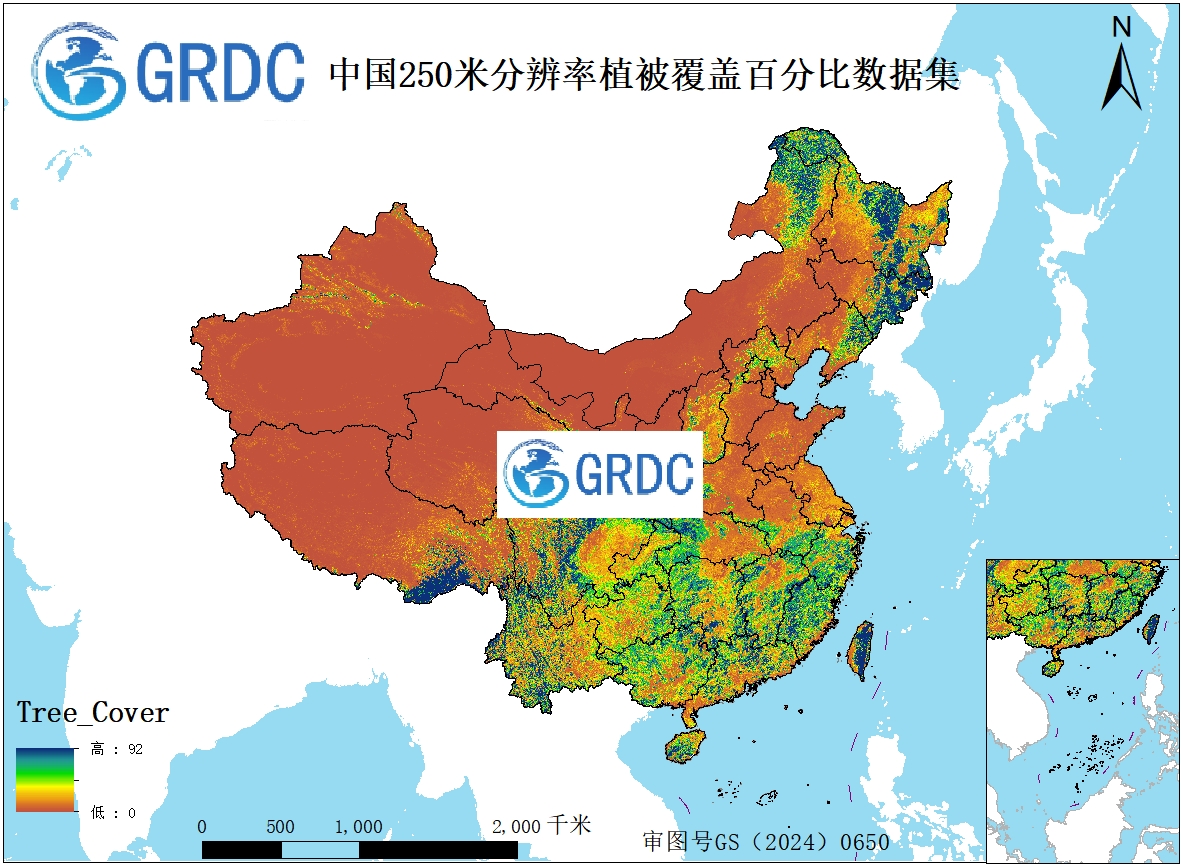 中国2000-2020年逐年250米植被覆盖百分比数据集