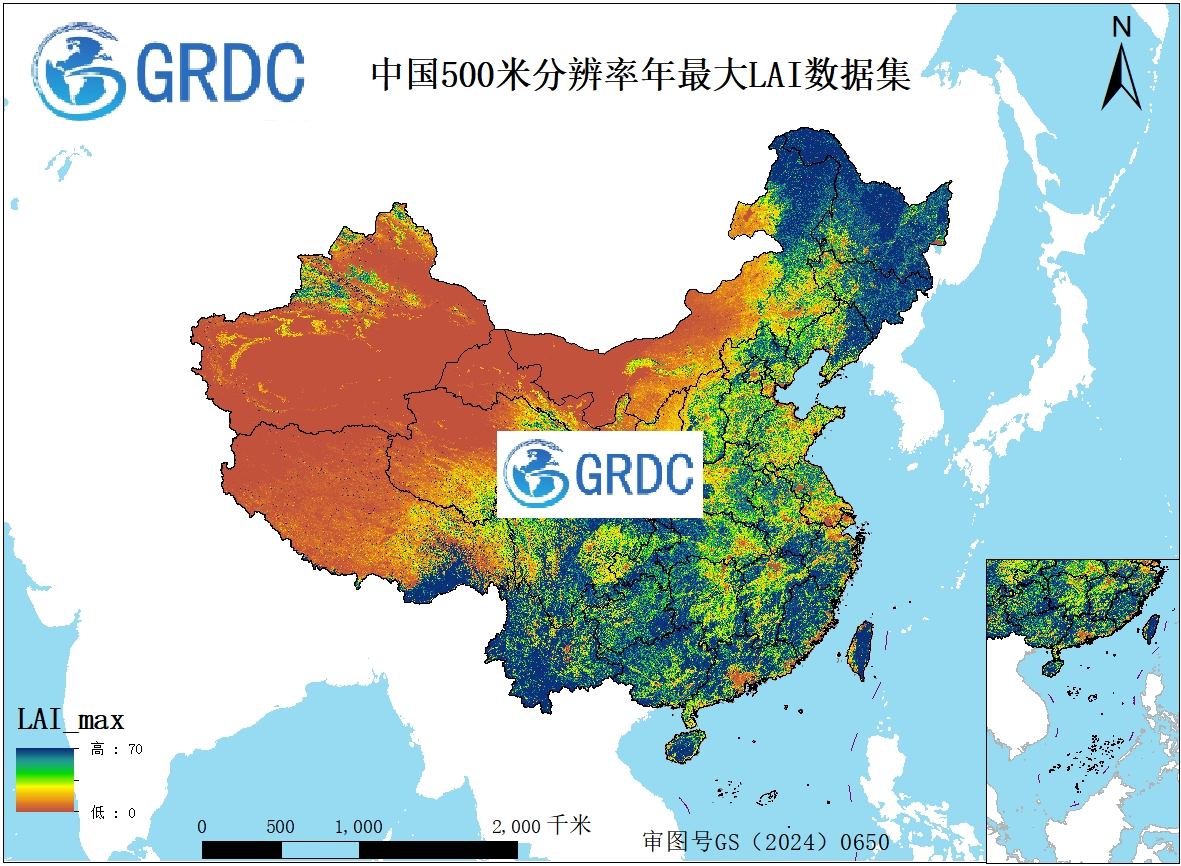 2000-2025年中国逐年500米分辨率最大值合成LAI数据集