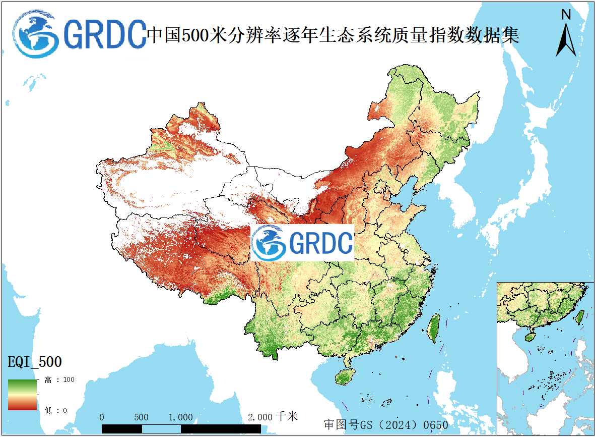 500米分辨率2000-2024逐年生态系统质量指数(EQI)数据集