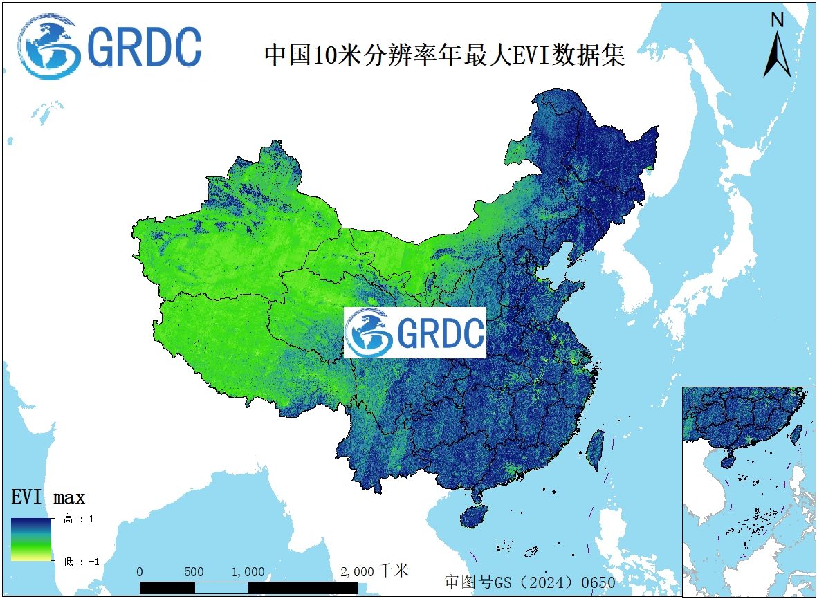 2019-2024年中国逐年10米分辨率最大值合成EVI数据集