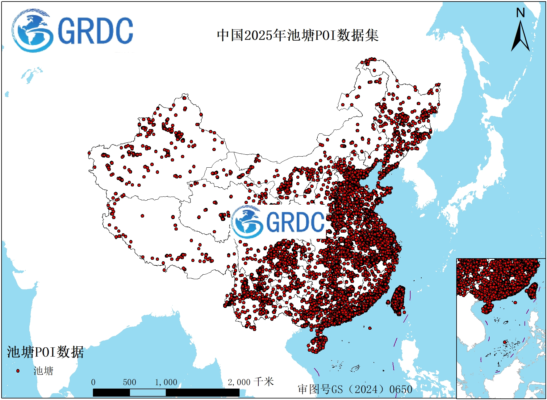 中国2025年池塘POI数据集