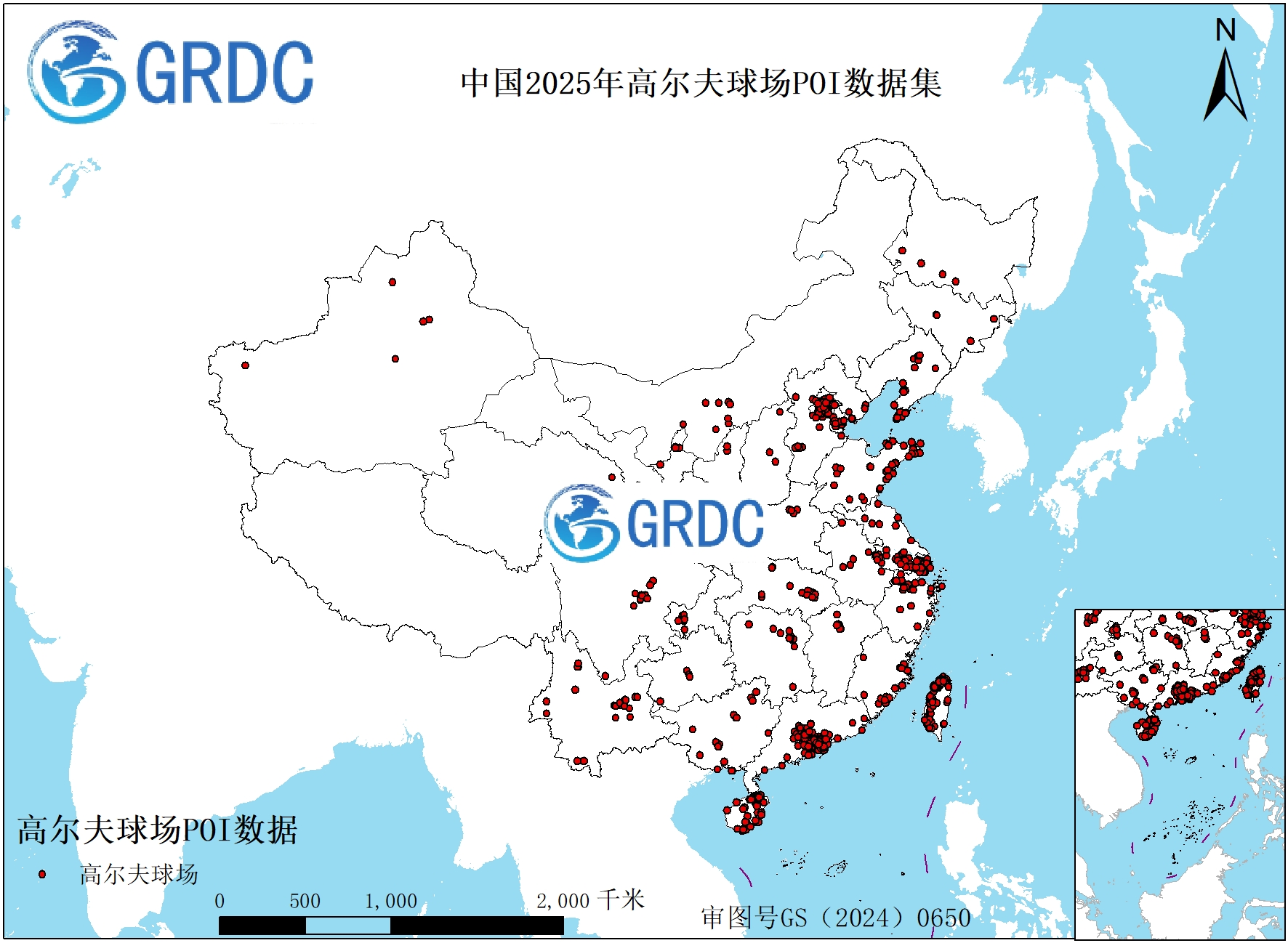 中国2025年高尔夫球场POI数据集