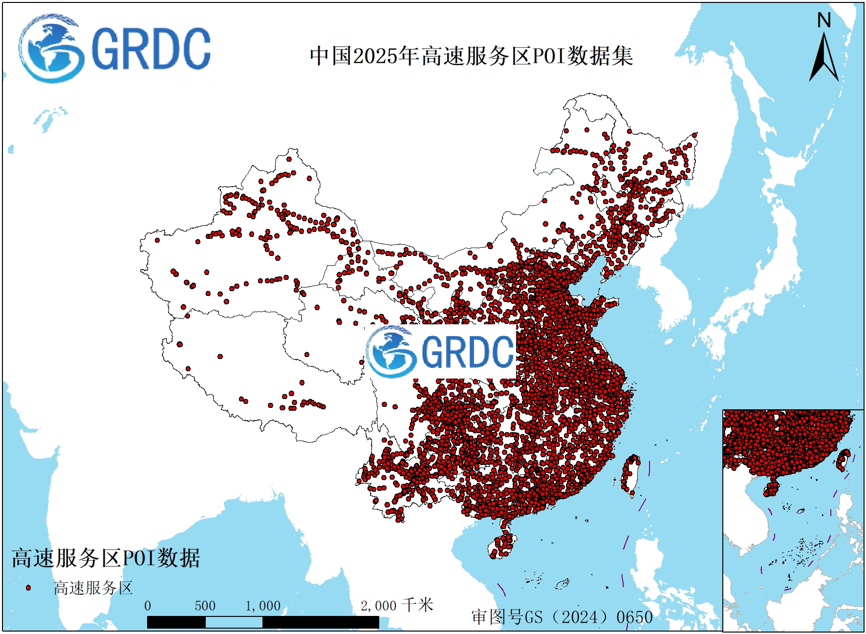 中国2025年高速服务区POI数据集