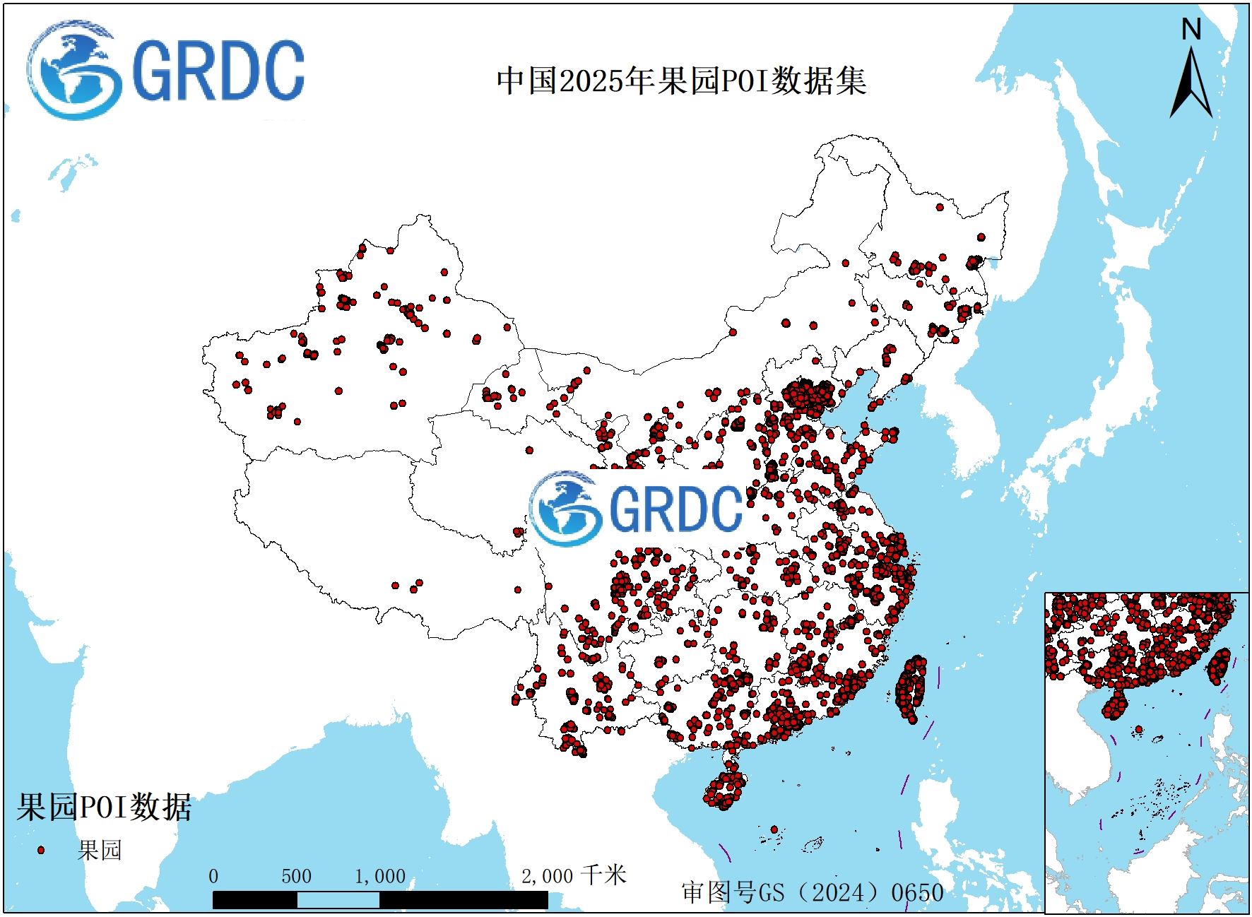 中国2025年果园POI数据集