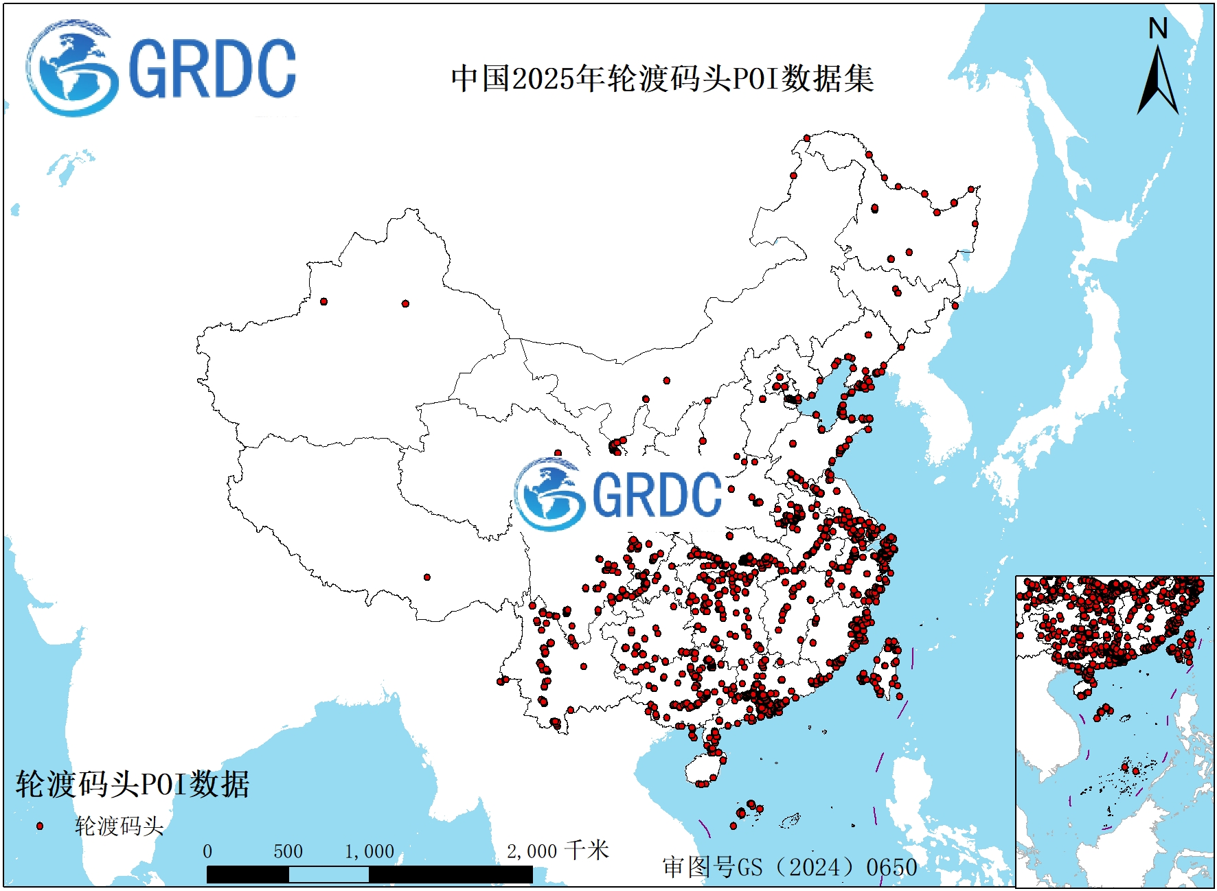 中国2025年轮渡码头POI数据集