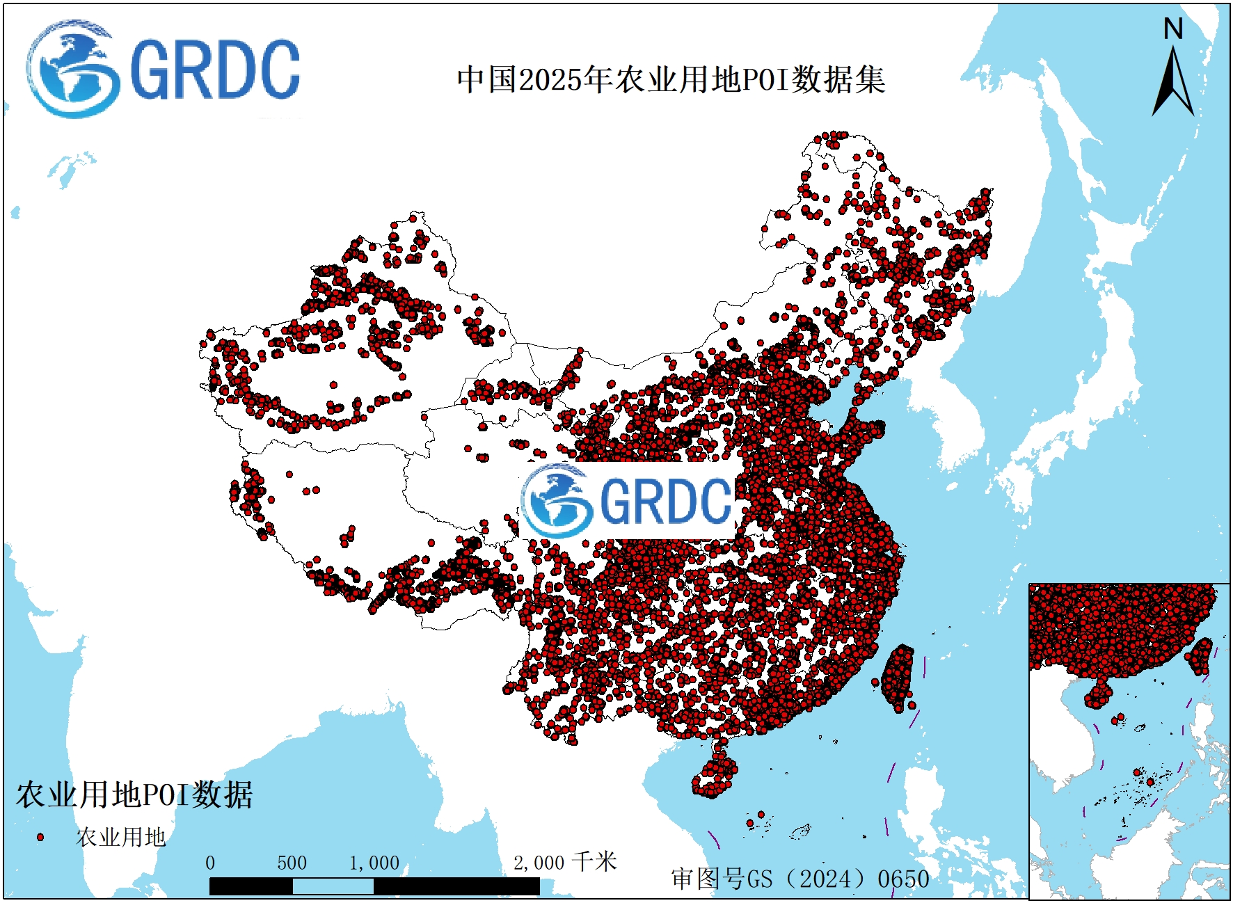 中国2025年农业用地POI数据集