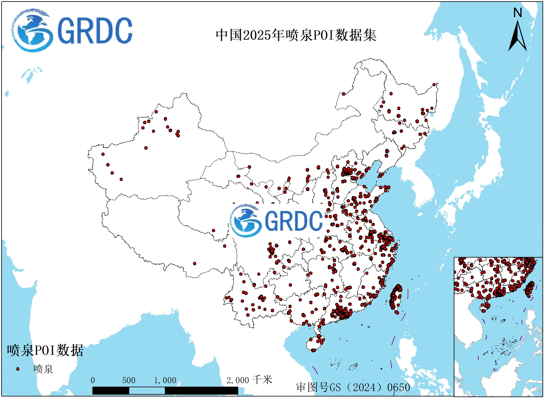 中国2025年喷泉POI数据集