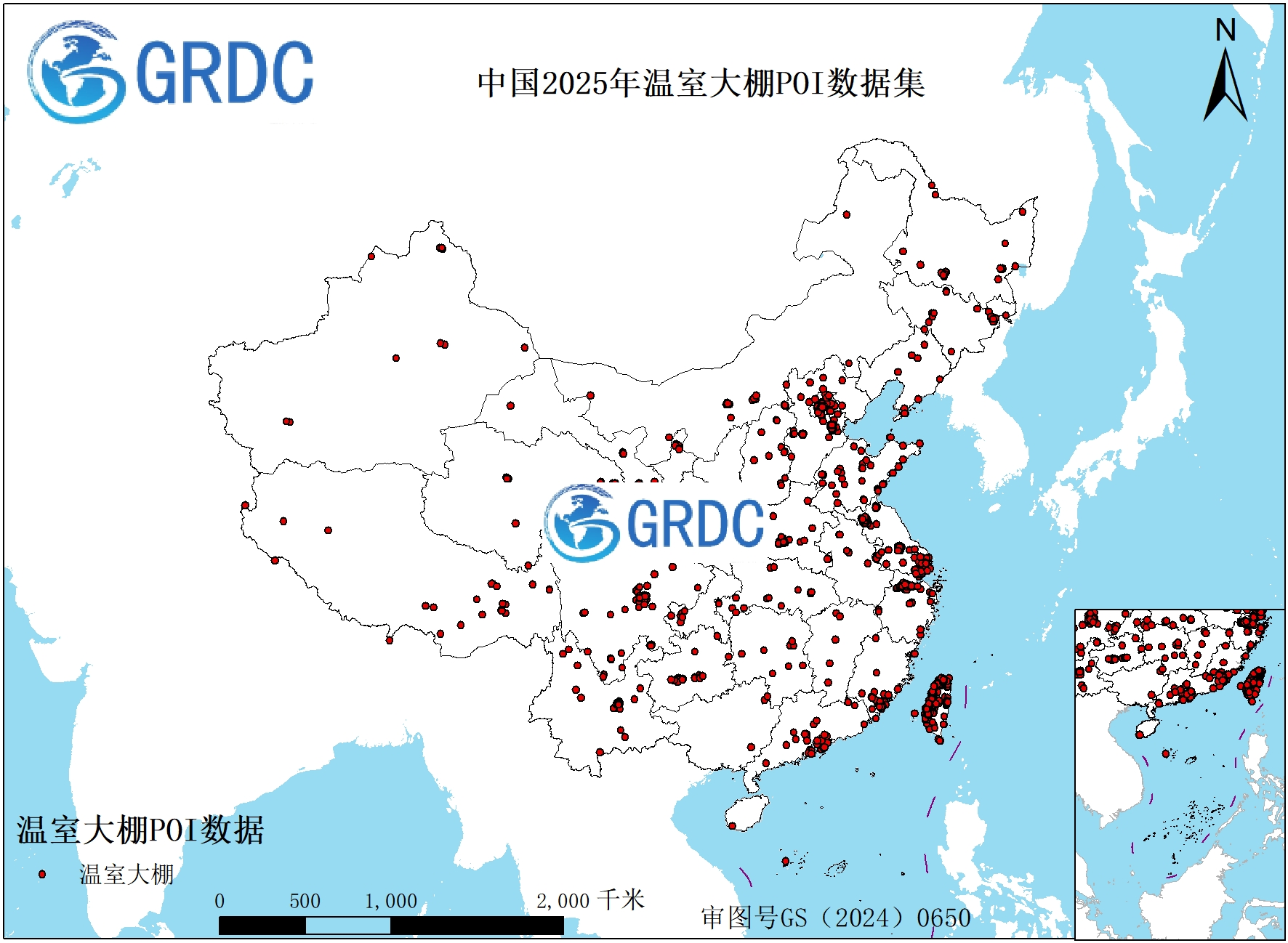 中国2025年温室大棚POI数据集