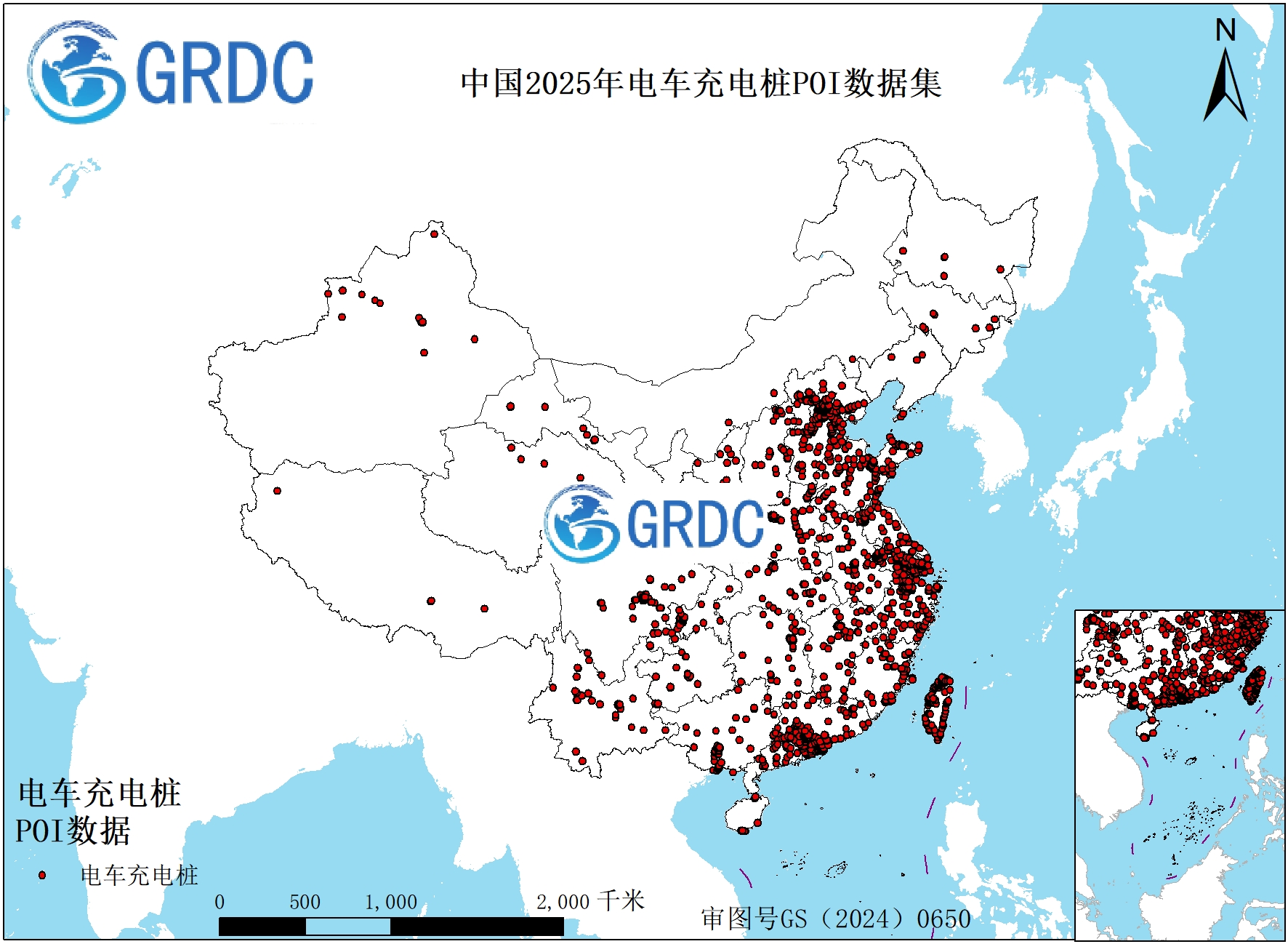 中国2025年电车充电桩POI数据集
