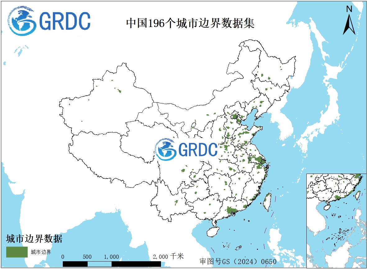 中国196个城市边界