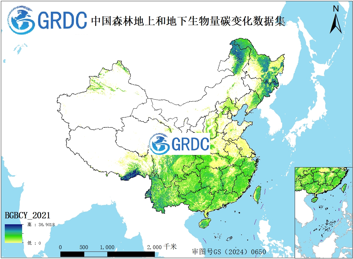 中国森林地上和地下生物量碳变化数据集（2002-2021）