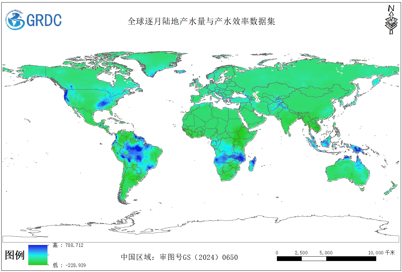 1950-2025年全球逐月陆地产水量与产水效率数据集