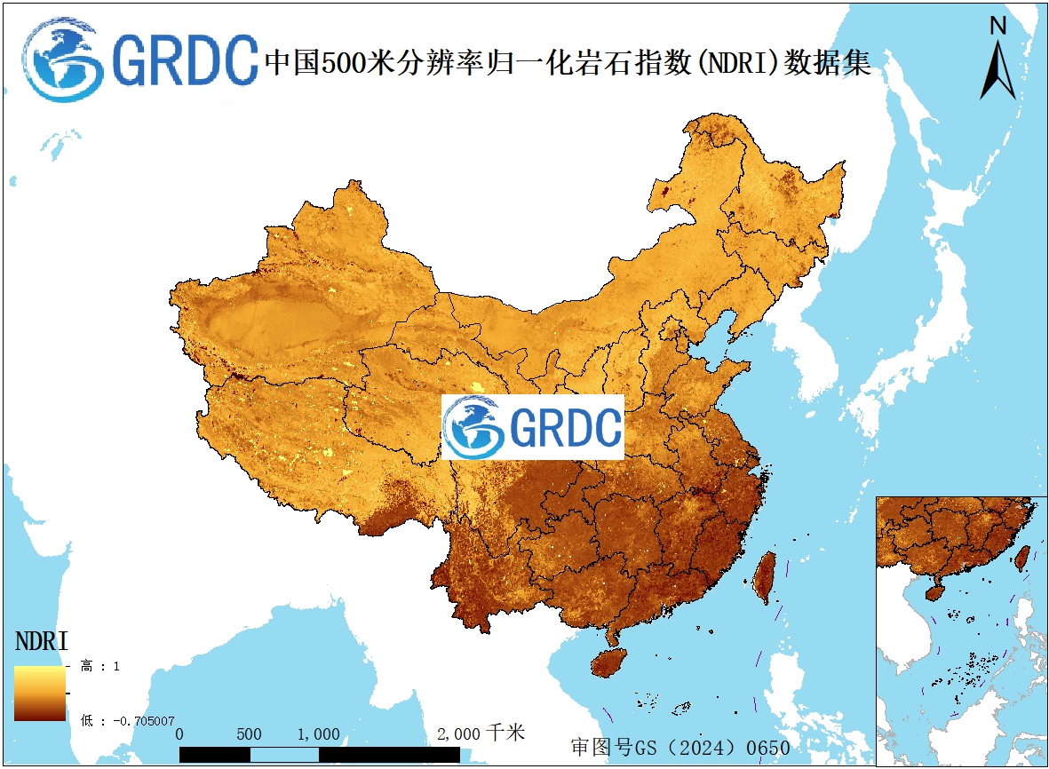 2000-2025年中国逐年500米分辨率归一化岩石指数(NDRI)数据集