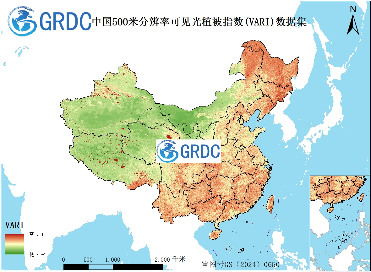 2000-2025年中国逐年500米分辨率可见光植被指数(VARI)数据集