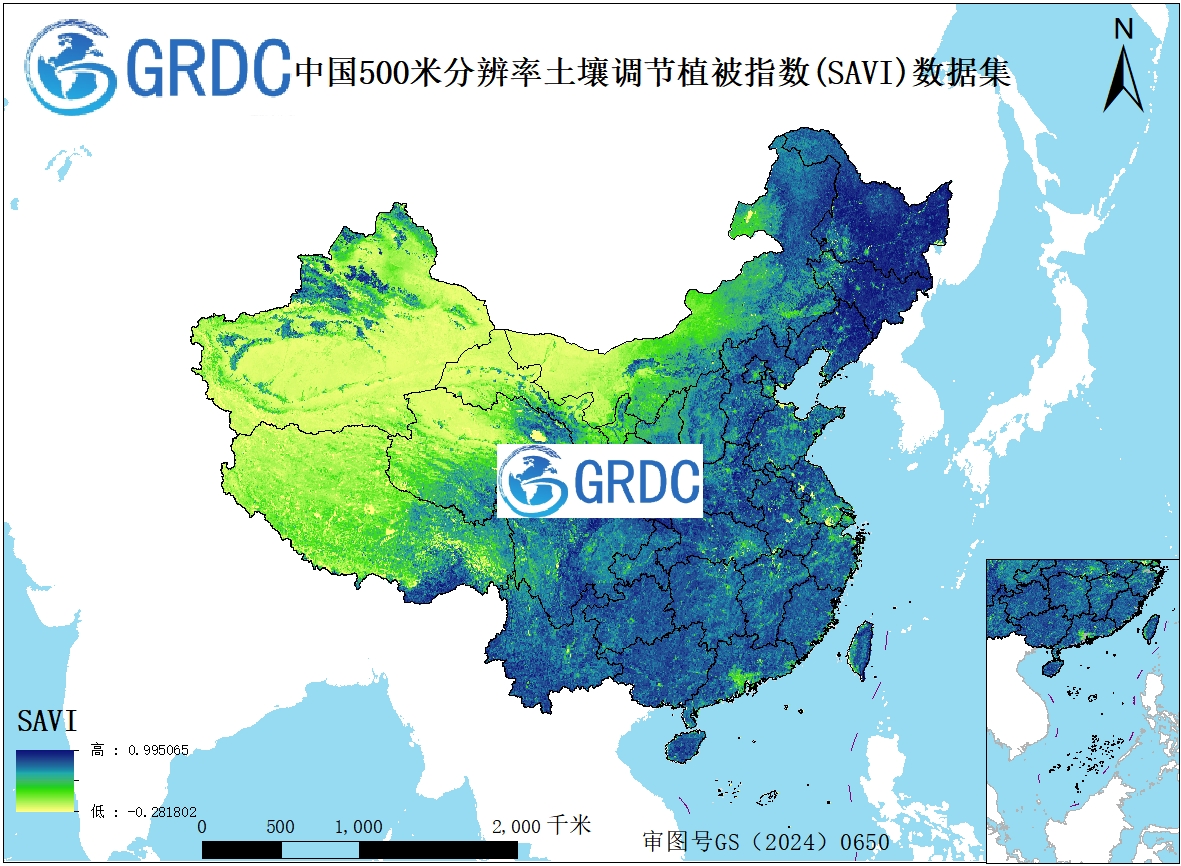 2000-2025年中国逐年500米分辨率土壤调节植被指数(SAVI)数据集