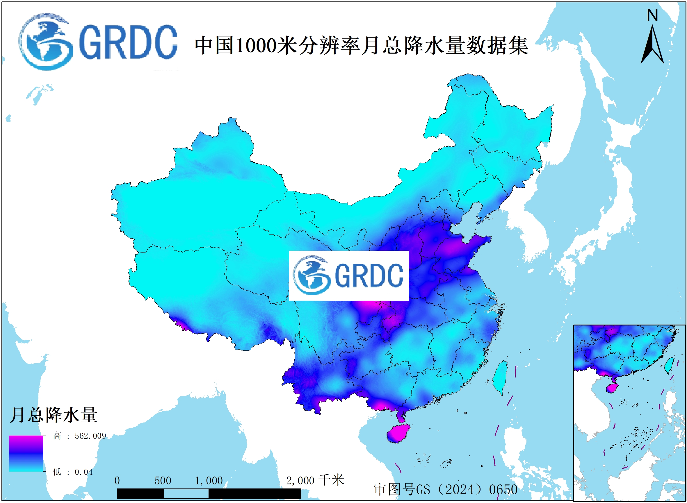 中国1000米分辨率逐月总降水量数据集（1951-2025）