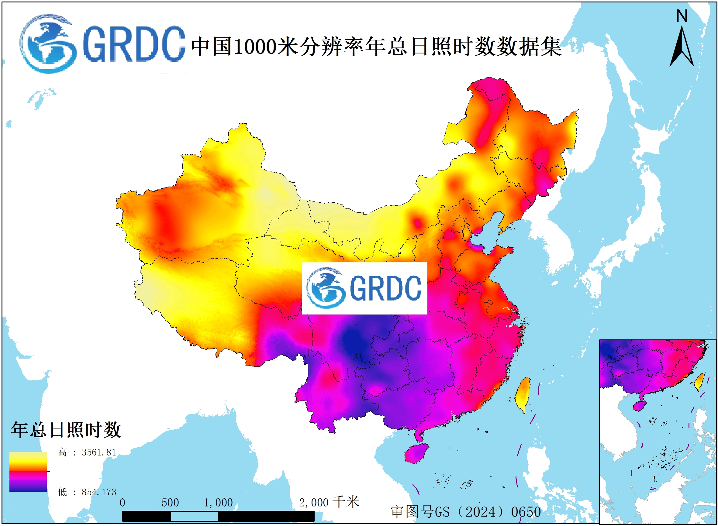 中国1000米分辨率逐年总日照时数数据集（1951-2025）