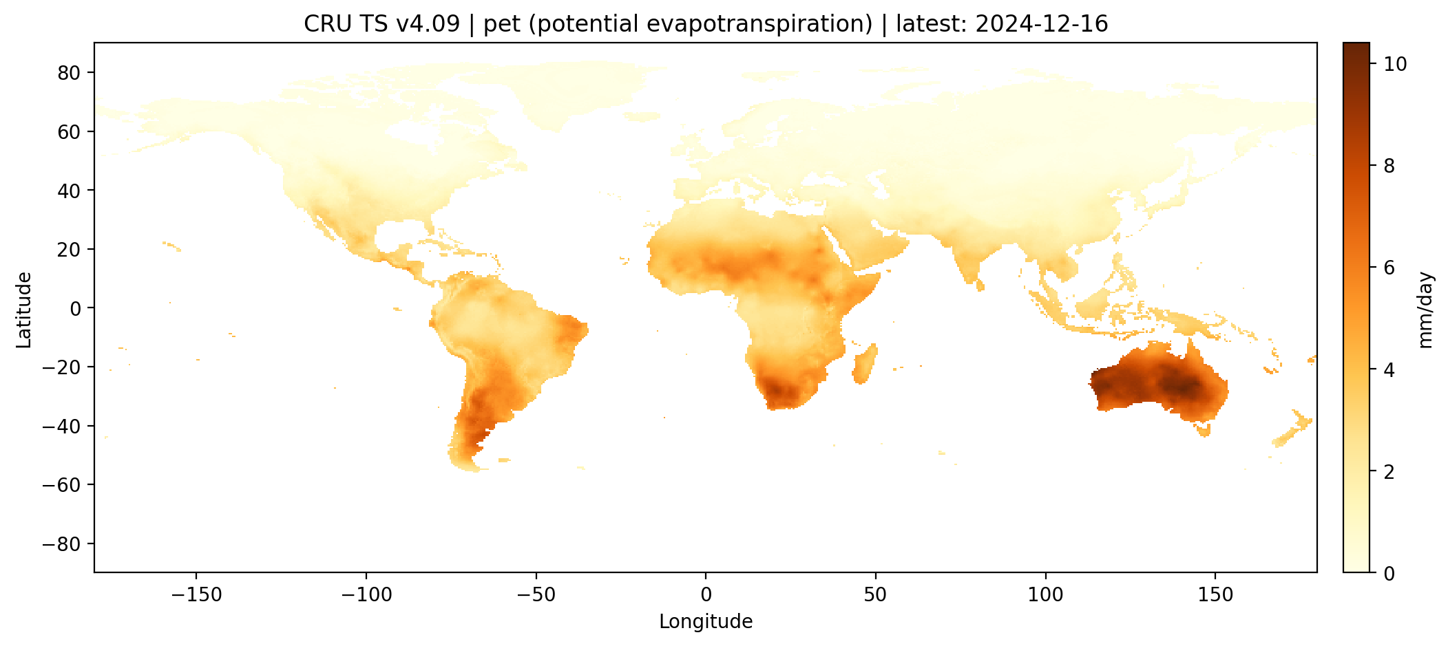 CRU TS v4.09 pet（潜在蒸散发）