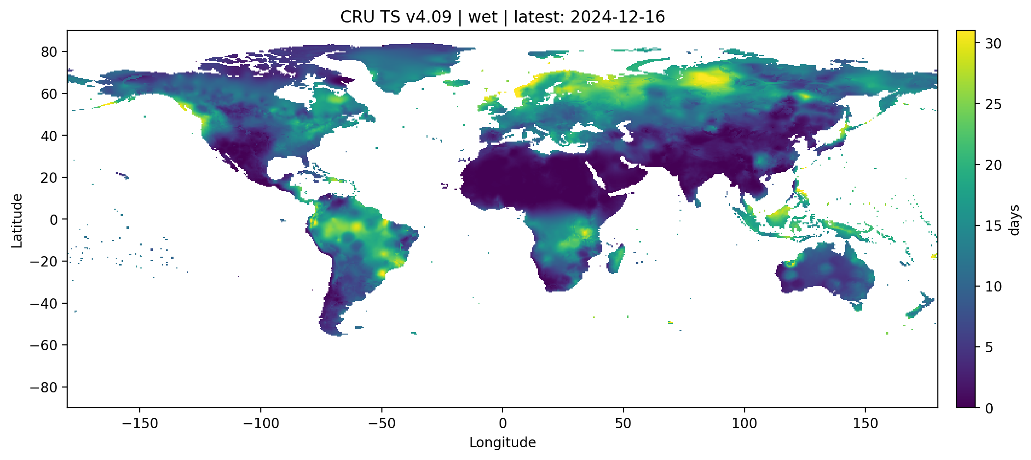 CRU TS v4.09 wet（湿日频次）数据集