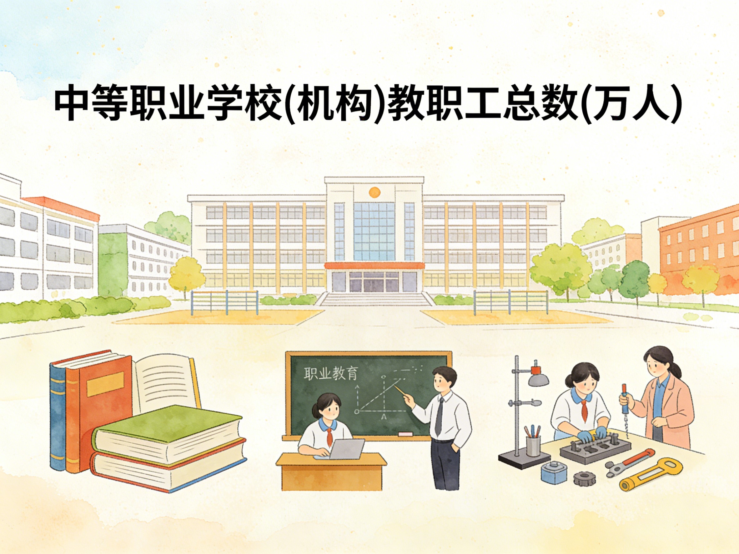 2008-2024年中国中等职业学校(机构)教职工总数数据集