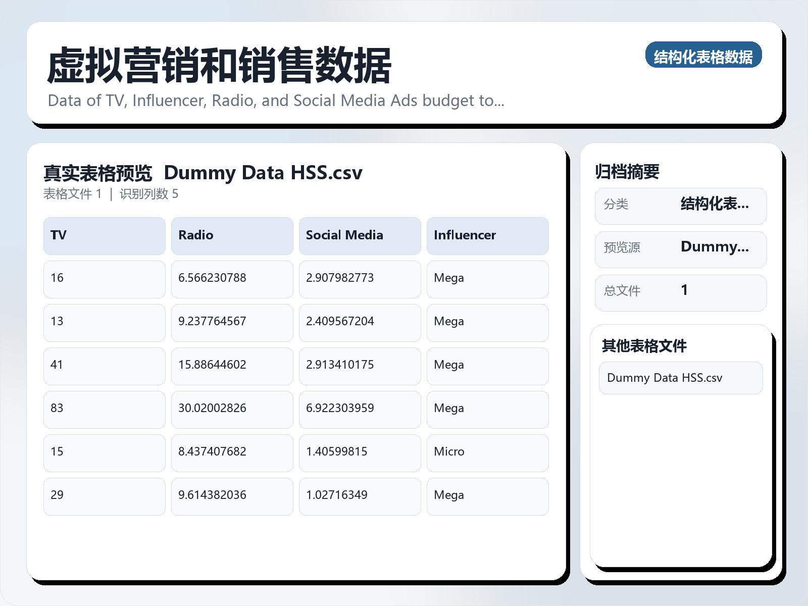 虚拟营销和销售数据