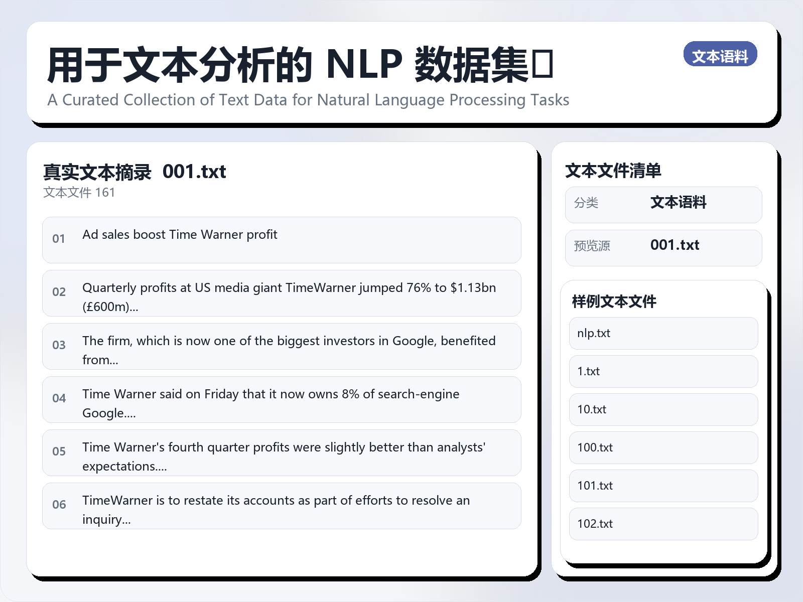 用于文本分析的 NLP 数据集