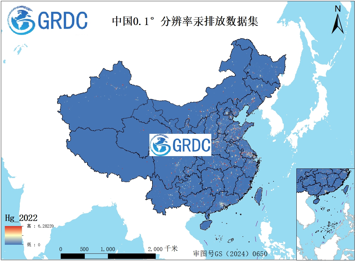 1970-2022年中国0.1°分辨率汞排放数据集