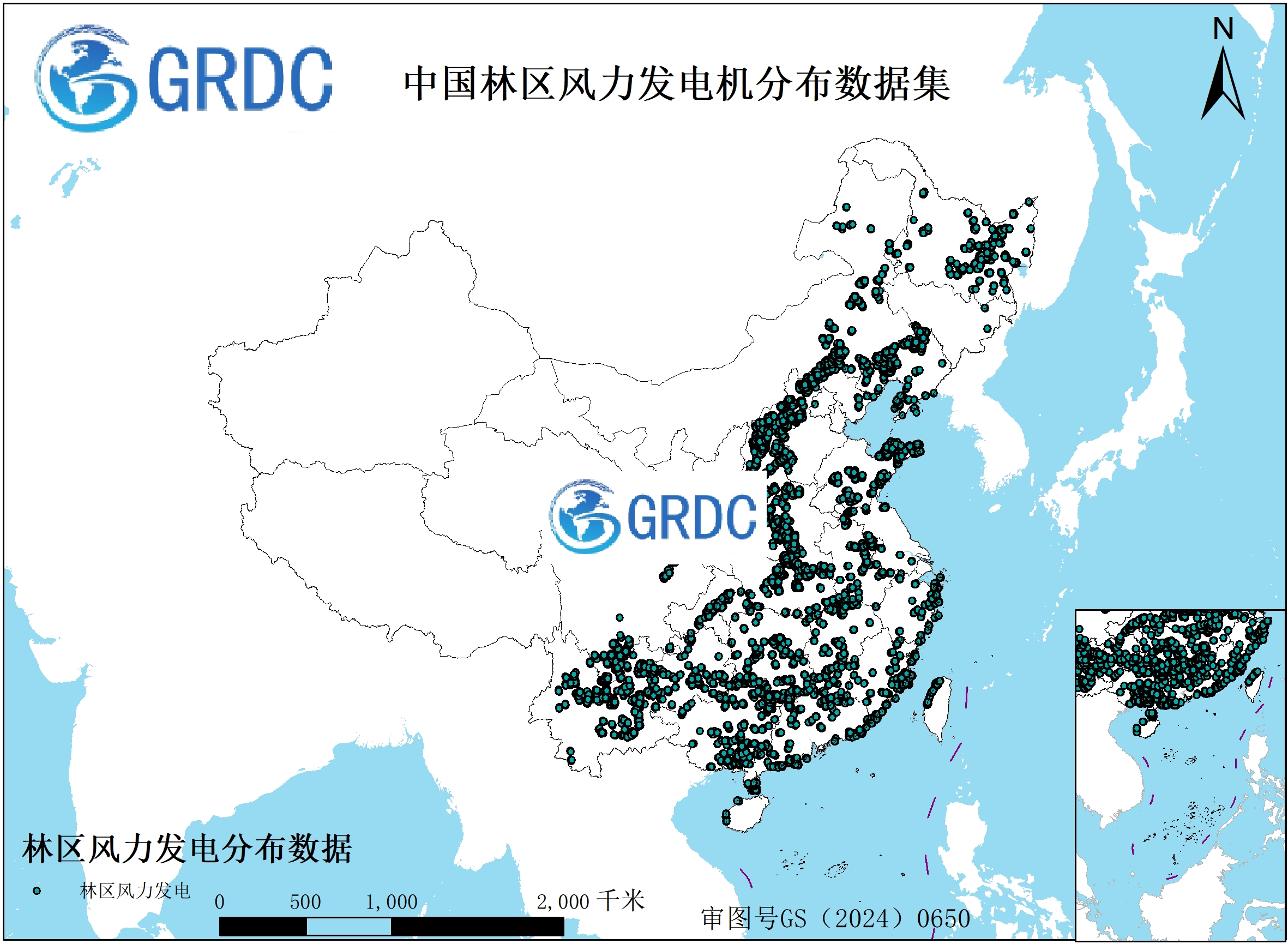 2022年中国林区风力发电机分布数据集