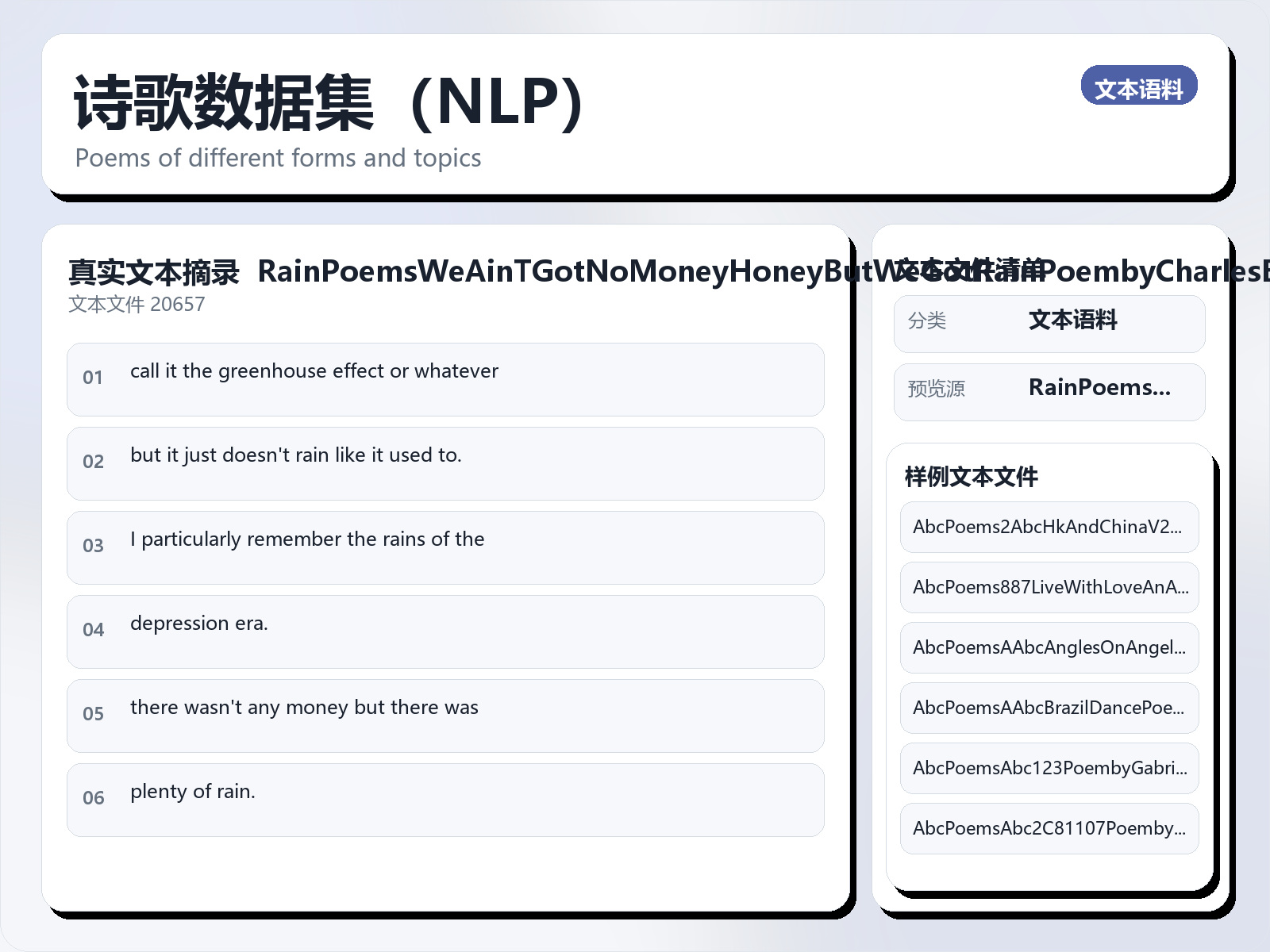 诗歌数据集（NLP）