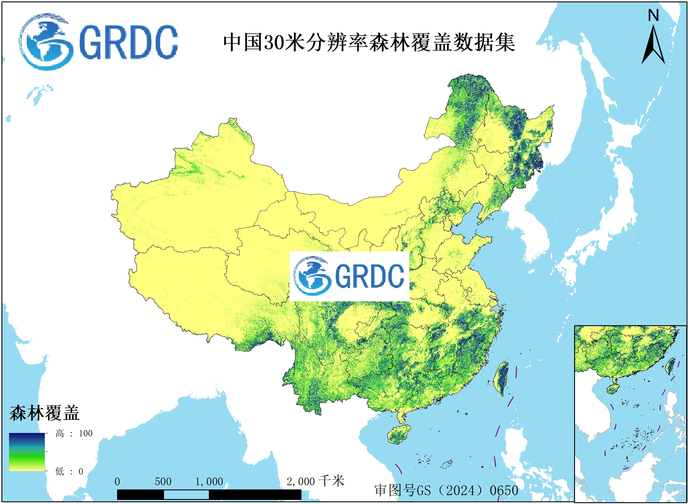 1985-2023年中国30米分辨率森林覆盖数据集