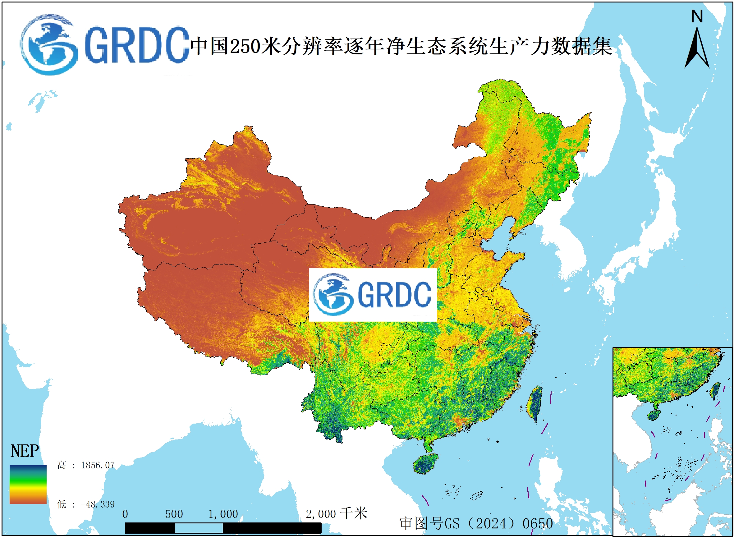 1982-2025年中国逐年250米分辨率净生态系统生产力(NEP)数据集