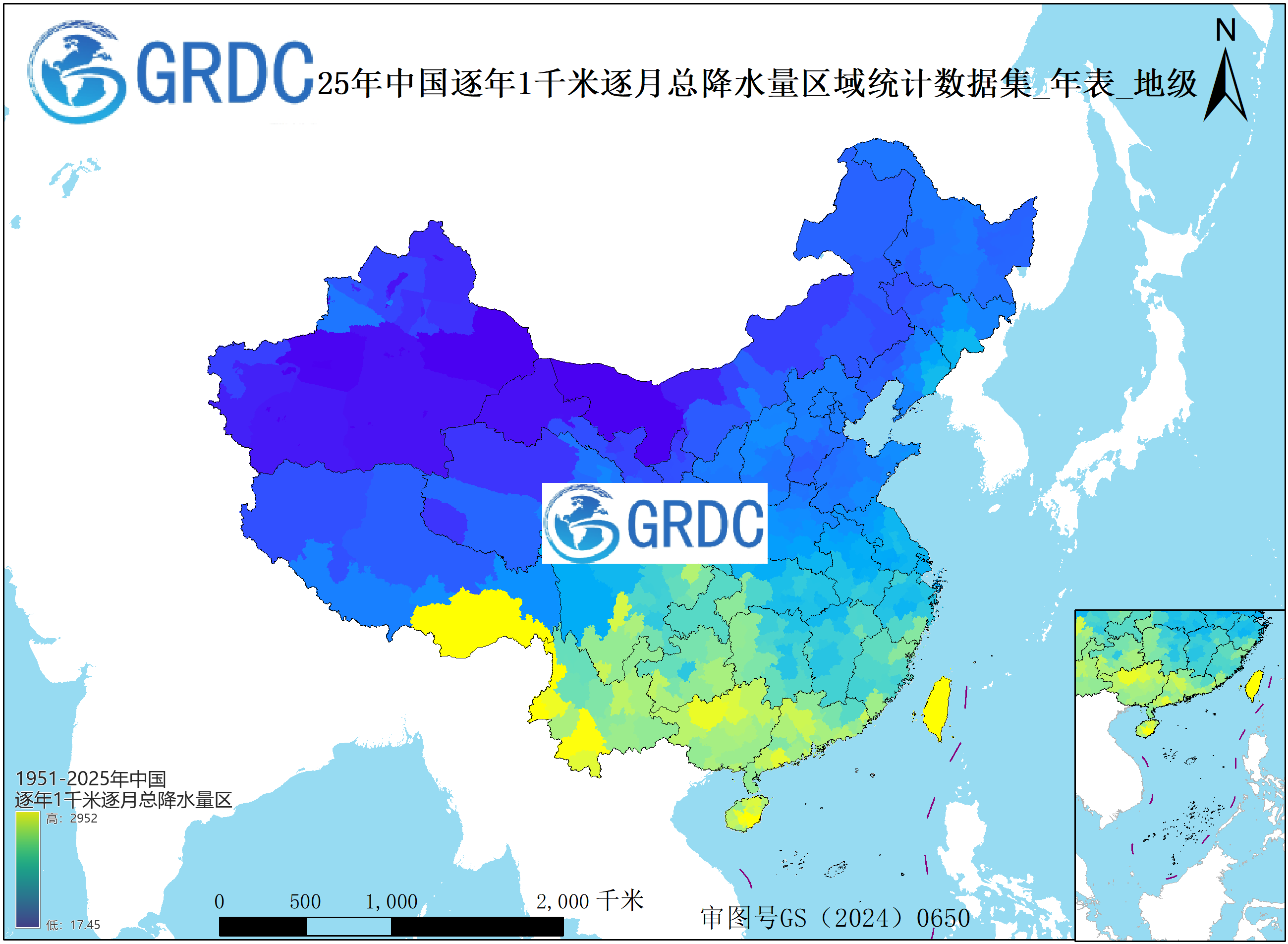 1951-2025年中国1km总降水量逐年区域统计数据集_年表_地级